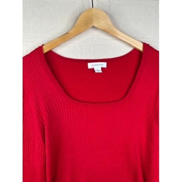NWT Liz Claiborne Sweater Womens Red Cabaret Button Cuff Ribbed Pullover‎ Sz 2X - Picture 3 of 9